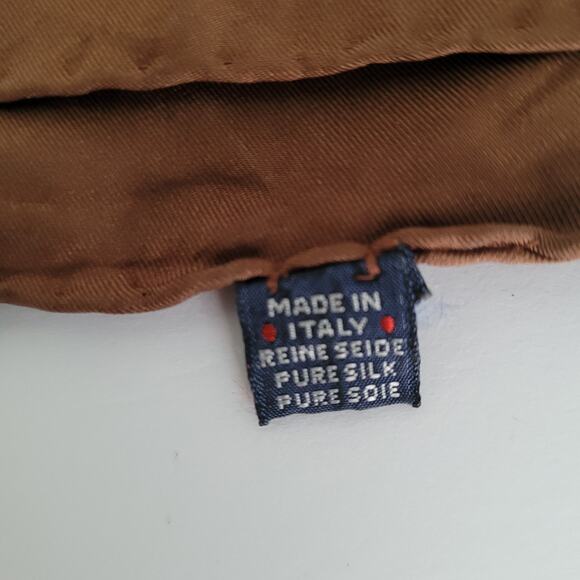 Burberry Vintage Silk Square Scarf Brown Tan Large Retro Classic Logo - Picture 5 of 6